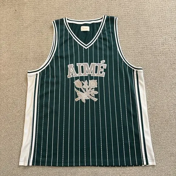 Aime Leon Dore Shirt Jersey Mens Sz XL Green White ALD Knit Tank Top Basketball - Picture 1 of 11